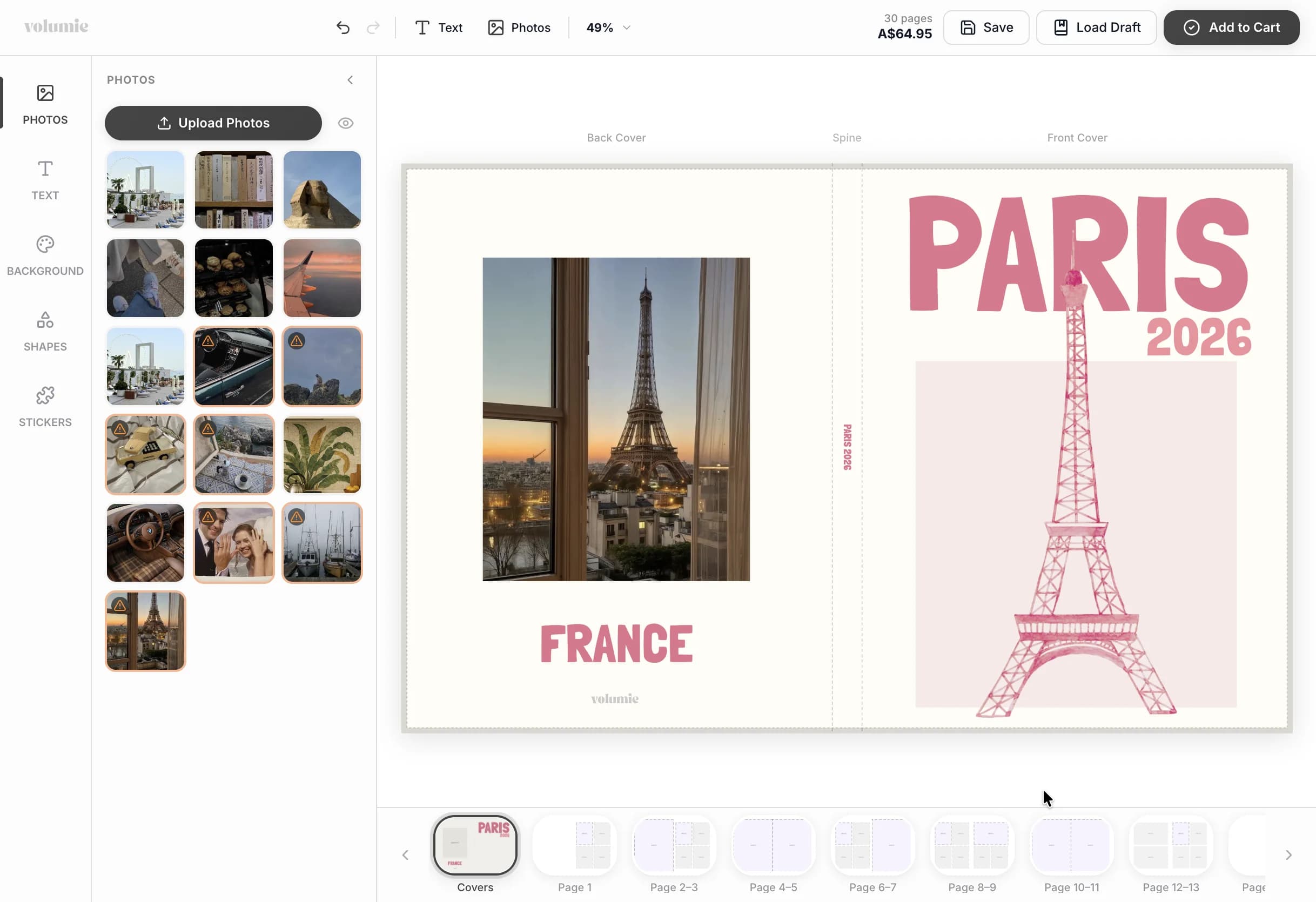 Photopress branded photobook editor